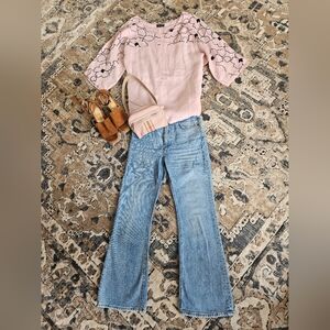 Vintage Italian Made Linen Floral Embroidered Pink dress/top